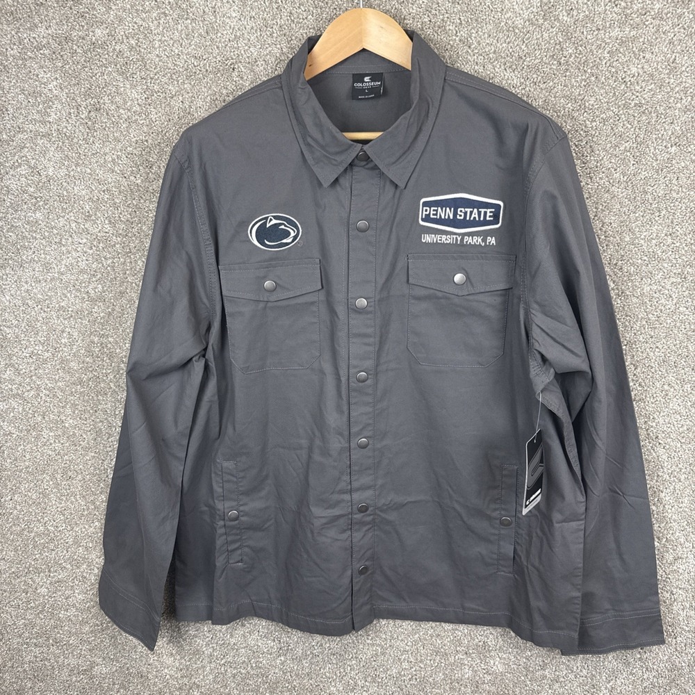 Colosseum Snap Button Long Sleeve Shirt Penn State Nittany Lions Men's Large NEW